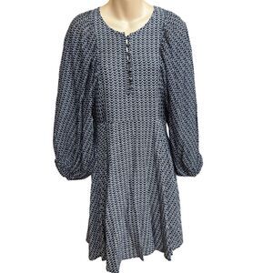 Maeve Anthropologie Navy White Nilaya Flare Pockets Balloon Sleeve Tunic Dress S